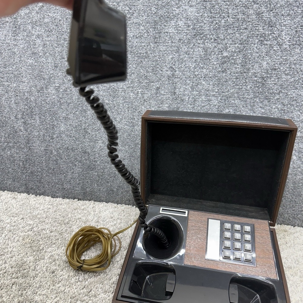 Vintage Deco-Tel Personal Telephone Wood Chest Box Push Button Retro Phone AS IS - Picture 7 of 16